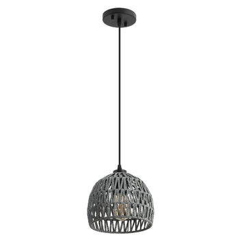 Campana 20" Bohemian Modern Woven Rattan/Iron LED Pendant
